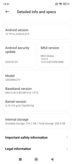 Logiciel sur le Xiaomi Redmi Note 12S