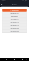 Liste des paramètres de l'appareil photo dans l'application
