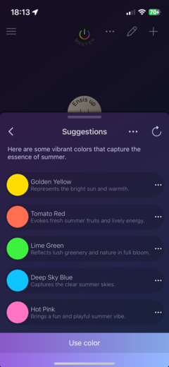 La fonction Couleurs par description de iConnectHue 5.6. (Source de l'image : iConnectHue)