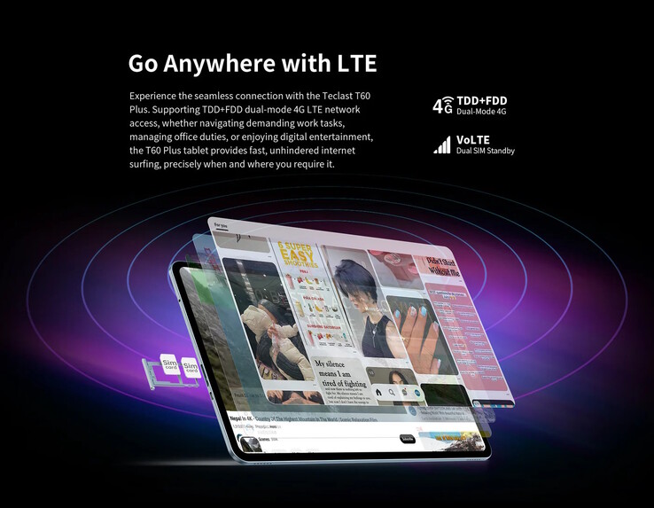 La connectivité cellulaire est prise en charge. (Source de l'image : Teclast)