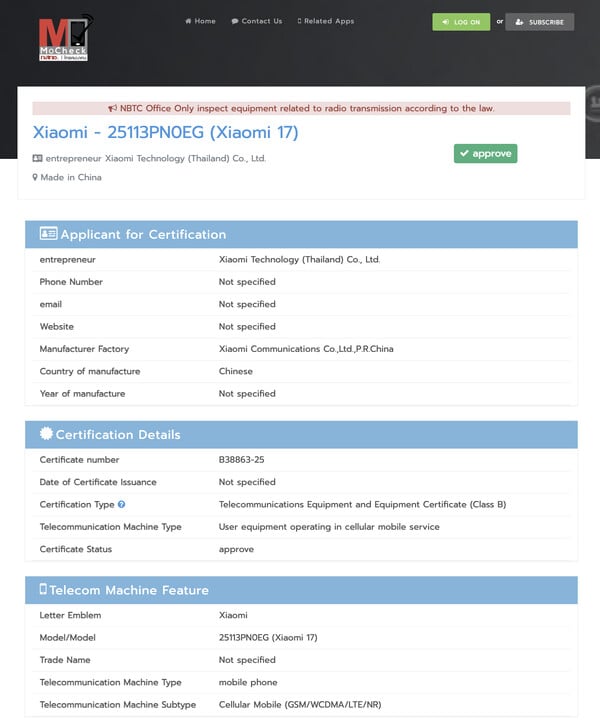 (Source de l'image : NBTC)