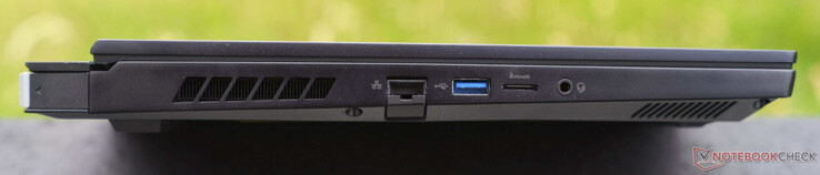 Gauche : Gigabit RJ45, USB-A 3.1, lecteur de carte microSD, prise audio