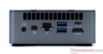 Arrière : connexion d'alimentation, port mini-écran, RJ45, 2x USB 3.2 Gen 2, USB4, HDMI