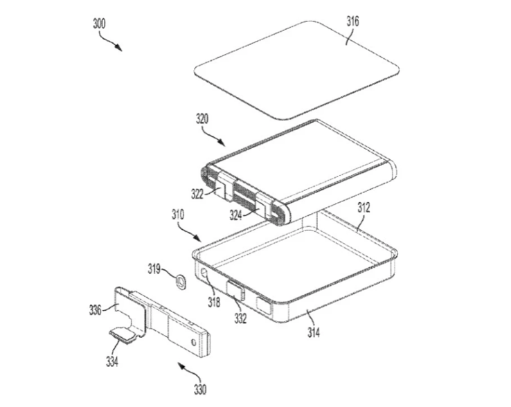Une image illustrant le logement de la batterie proposé par Apple. (Image : Apple)