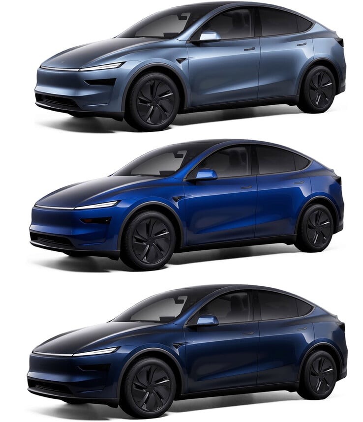 Comparaison des couleurs bleues de tous les modèles Y. (source de l'image : Sawyer Merritt/X)