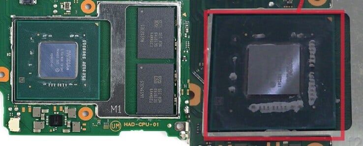 The "NVIDIA 1923A1" looks identical to the Tegra X1+ in last year's revised Nintendo Switch. (Image source: onix555)