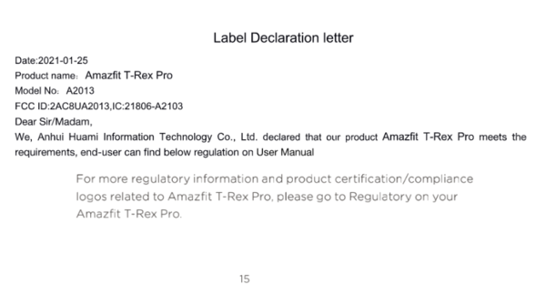 Mais comme le T-Rex Pro ailleurs. (Source de l'image : FCC)