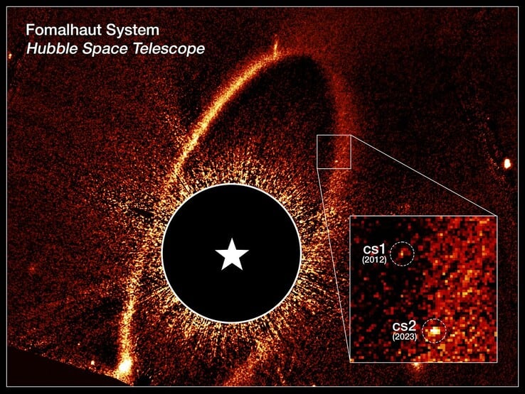 Image annotée de cs1 et cs2 (Source de l'image : NASA, ESA, UC Berkeley, et STScI)