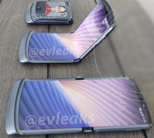 Une version en taille réelle des rendus du Motorola Razr 5G (Source de l'image : @evleaks)