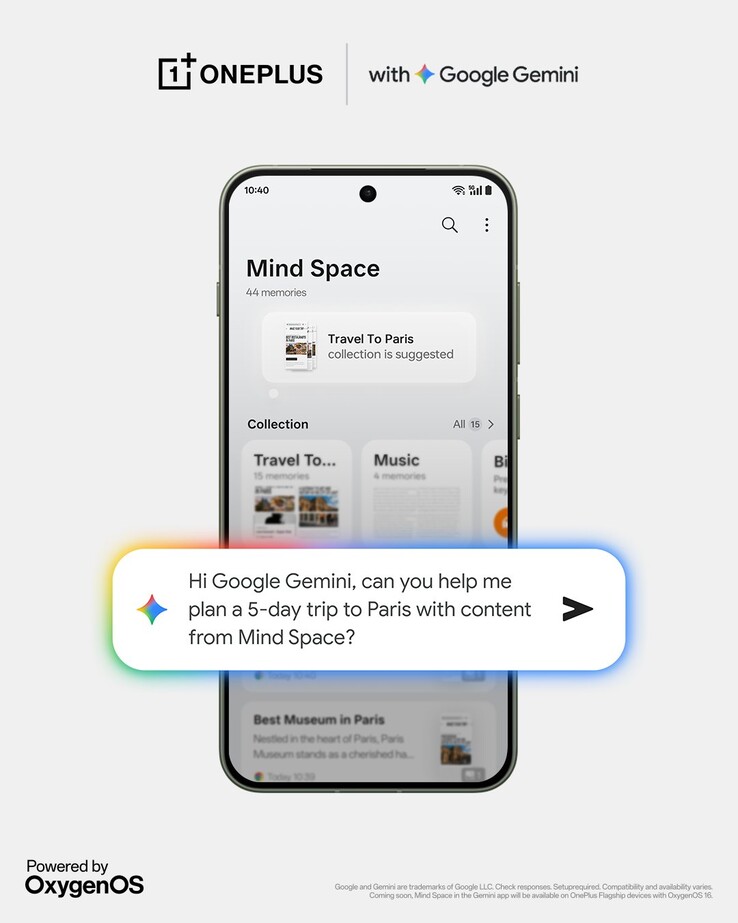 L'intégration de Gemini arrive dans la fonctionnalité Mind Space d'OxygenOS 16. (Source de l'image : X)