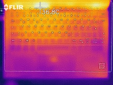 Dell XPS 13 9380 - Relevé thermique au ralenti (au-dessus).