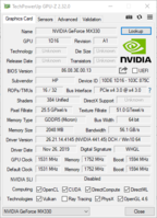 HP Envy 17t - GPU-Z : Nvidia GeForce MX330.