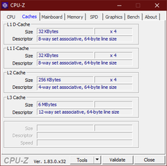 Lenovo ThinkPad E14 - CPU-Z : caches.