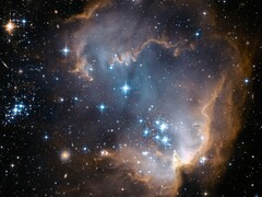 Image Hubble d'une région de formation d'étoiles dans le Petit Nuage de Magellan ( NASA Hubble Space Telescope via Unsplash ; recadré)