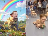 Mark Zuckerberg et Elon Musk réimaginés en chiens robotisés par Beeple (source d'image : @beeple_crap sur IG, édité)
