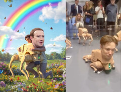 Mark Zuckerberg et Elon Musk réimaginés en chiens robotisés par Beeple (source d'image : @beeple_crap sur IG, édité)