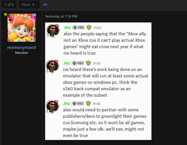 Jez Corden commente l'émulateur officiel de la Xbox 360 (capture d'écran, memoryman3@NeoGAF forums)