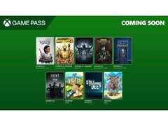 Image promotionnelle du Xbox Game Pass présentant les pochettes de neuf nouveaux titres ajoutés au service en avril 2025. (Source de l'image : Microsoft)