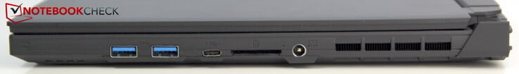 A droite : 2x USB-A 3.0, USB-C 3.0, lecteur SD, alimentation électrique