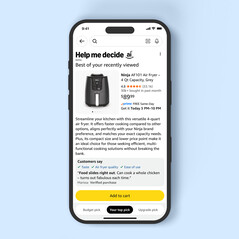 La meilleure recommandation de produit de l'IA Amazon Help Me Decide est accompagnée d'une option moins chère et d'une option plus chère au bas de l'écran (source : Amazon)