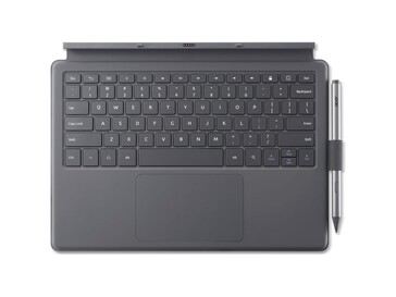 Le clavier amovible se connecte via des broches Pogo et comprend un emplacement de rangement pour le stylet