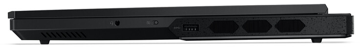 A droite : Prise audio combinée, commutateur d'obturation de la webcam, USB 3.2 Gen 1 (USB-A)