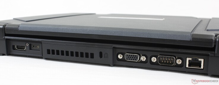 Arrière : HDMI, USB-C 3.2 Gen. 2 avec DisplayPort et Power Delivery, Verrouillage Kensington, VGA, Série RS232, Gigabit RJ-45