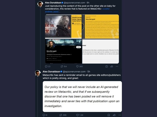 Bluesky post à propos de Resident Evil Requiem AI review