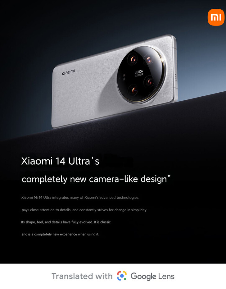 Le nouveau design "semblable à un appareil photo" du Xiaomi 14 Ultra (Image source : Xiaomi)