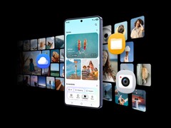 Rendu artistique du Galaxy S26 Ultra montrant le stockage de photos et de vidéos.