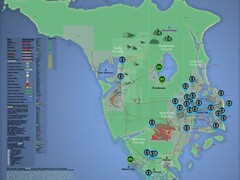 Carte interactive de GTA 6 avec les noms et les lieux du jeu. (Image source : kalterapfel123)