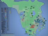 Carte interactive de GTA 6 avec les noms et les lieux du jeu. (Image source : kalterapfel123)