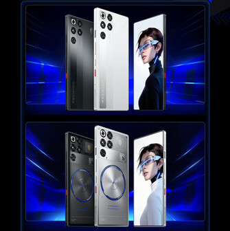 Options de couleur des deux téléphones RedMagic 11S Pro (en haut) et 11S Pro+ (en bas)