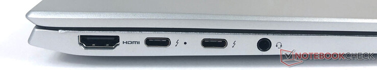 A gauche : 2x USB-C, 1x HDMI, 1x prise audio