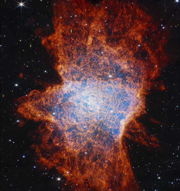 Image dans le proche infrarouge de la nébuleuse planétaire NGC 6072 (Source de l'image : NASA, ESA, CSA, et STScI)