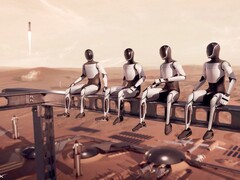 Rendu des robots Optimus sur Mars.