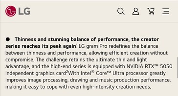 Le LG Gram Pro 16 sera à nouveau équipé d'un GPU Nvidia RTX xx50 pour les flux de travail productifs. (Source de l'image : LG China)