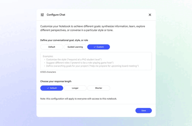 Le chat peut désormais être personnalisé via une icône de configuration. (Source de l'image : Google)