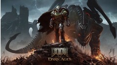 DOOM Slayer se tient au sommet d'un champ de bataille dans le key art officiel de DOOM : The Dark Ages (Source de l'image : DOOM : The Dark Ages, avec l'aimable autorisation de Keymailer)