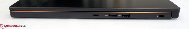 Côté droit : Thunderbolt 3 (inclus DisplayPort et USB 3.1 Gen. 2), 2x USB 3.0, verrou Kensington.
