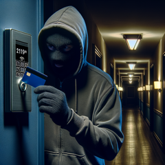 Les criminels peuvent ouvrir toutes les portes sécurisées Saflok RFID d&#039;une propriété à l&#039;aide d&#039;une seule carte clé pour créer une carte clé principale. (Source : AI Image Dall-E 3)