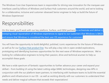 Windows 10 Sun Valley offre d'emploi. (Source de l'image : Zac Bowden sur Twitter)