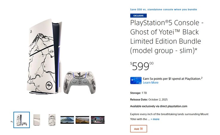 Offre groupée Ghost of Yotei pour la PS5. 