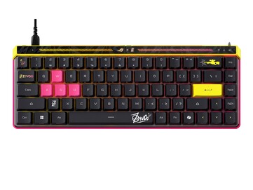 Le nouveau ROG Falchion Ace HFX ZywOo Edition avec des accents roses et jaunes. (Source de l'image : Asus)