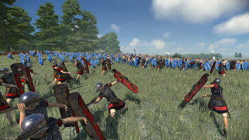 Une image représentant une bataille entre les Julii et les Bretons dans Total War : Rome Remastered.