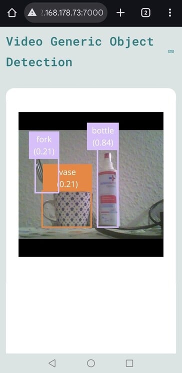 La reconnaissance d'images fonctionne raisonnablement bien, même avec une vieille webcam et le modèle préconfiguré (source de l'image : Notebookcheck)