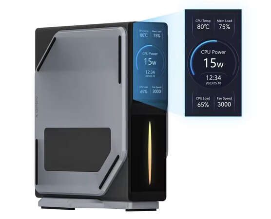 Le mini PC Firebat S1 est doté d'un petit écran intégré. (Source de l'image : AliExpress)