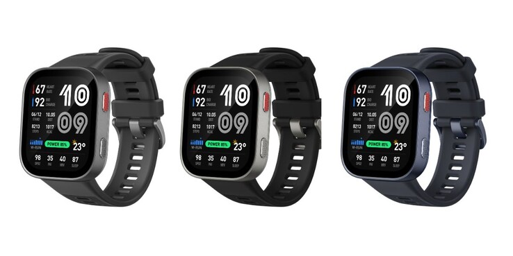 La smartwatch Amazfit Bip Max est disponible en gris, noir et bleu
