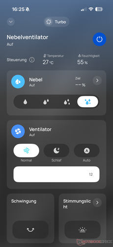 Commande de l'appareil via une application