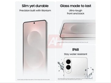 Galaxy Le S25 Edge a fait l'objet d'une fuite d'image montrant une résistance à l'eau IP68, un design en titane et en verre. (Source de l'image : Android Headlines)